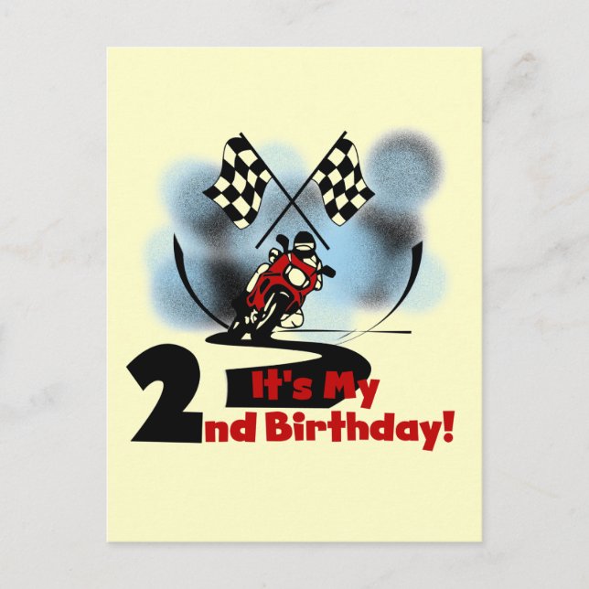 Motorcycle Racing 2nd Birthday Tshirts and Gifts Postcard (Front)