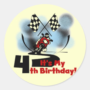 Motorcycle Racing 4th Birthday Tshirts Classic Round Sticker