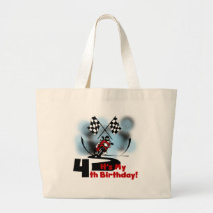 Motorcycle Racing 4th Birthday Tshirts Large Tote Bag