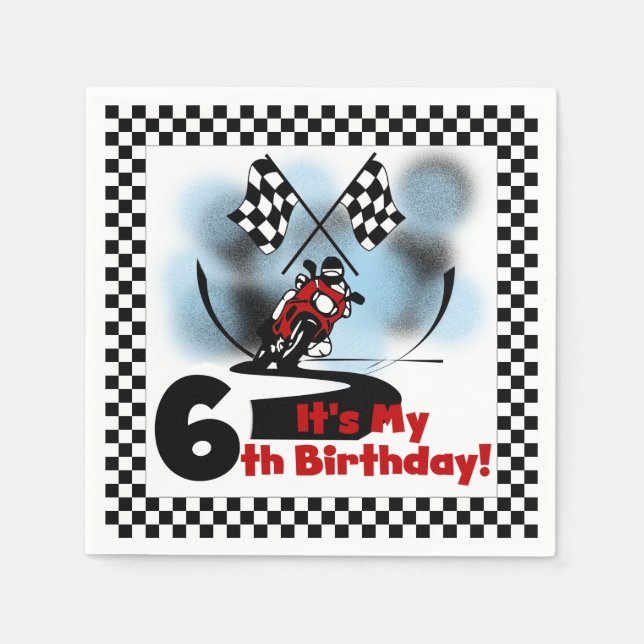 Motorcycle Racing 6th Birthday Paper Napkins (Front)