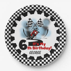 Motorcycle Racing 6th Happy Birthday Paper Plates