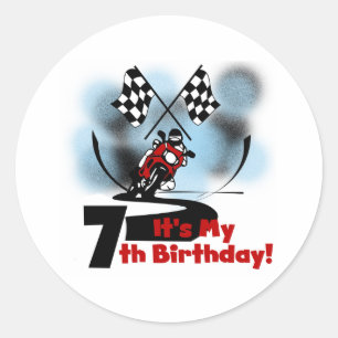 Motorcycle Racing 7th Birthday Classic Round Sticker