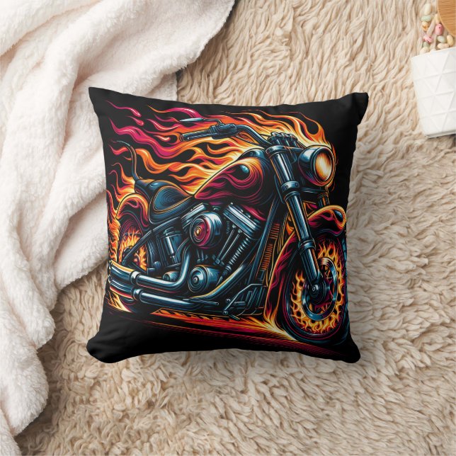 Motorcycle racing down a dark highway cushion (Blanket)