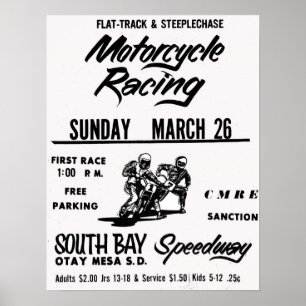 Motorcycle Racing South Bay Speedway Otay Mesa Poster