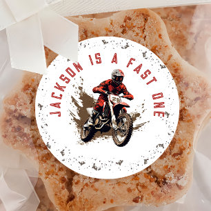 Motorcycle Red Dirt Bike Birthday Sticker
