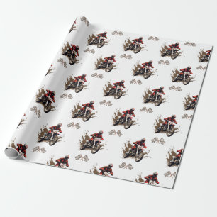 Motorcycle Red Dirt Bike Birthday Wrapping Paper
