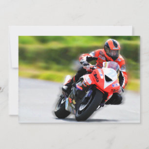 Motorcycle Red Racer Invitation