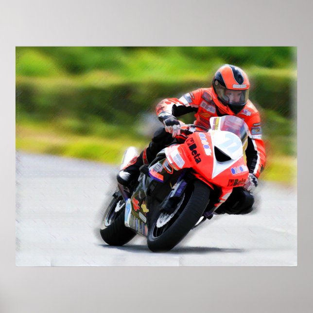 Motorcycle Red Racer Poster (Front)