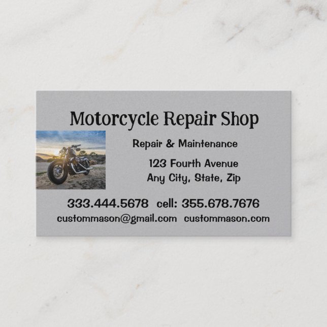 Motorcycle Repair & Service Shop Business Card (Front)