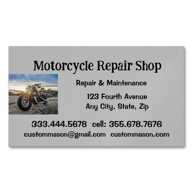 Motorcycle Repair & Service Shop Business Card (Front)