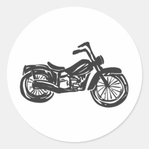 Motorcycle retro illustration - Choose background Classic Round Sticker