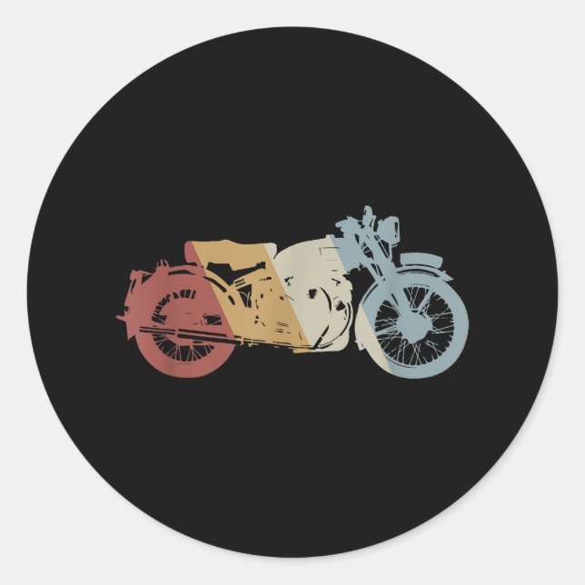 Motorcycle Retro Style Vintage Classic Round Sticker (Front)