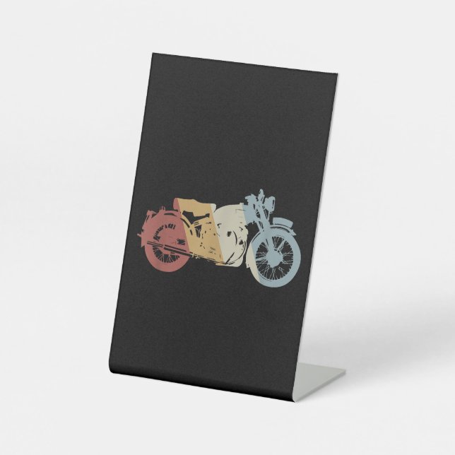 Motorcycle Retro Style Vintage Pedestal Sign (Front)