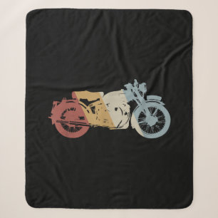 Motorcycle Retro Style Vintage Sherpa Blanket