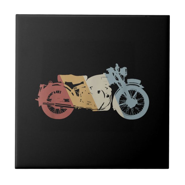 Motorcycle Retro Style Vintage Tile (Front)