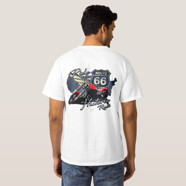 Motorcycle Ride the Historic Route 66 Road Trip T-Shirt (Back Full)