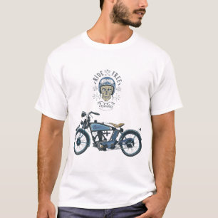 motorcycle rider and old motorbike, colour T-Shirt
