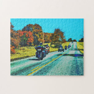 Motorcycle Rider Biker Road Trip Art Puzzle