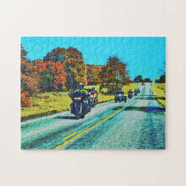 Motorcycle Rider Biker Road Trip Art Puzzle (Horizontal)