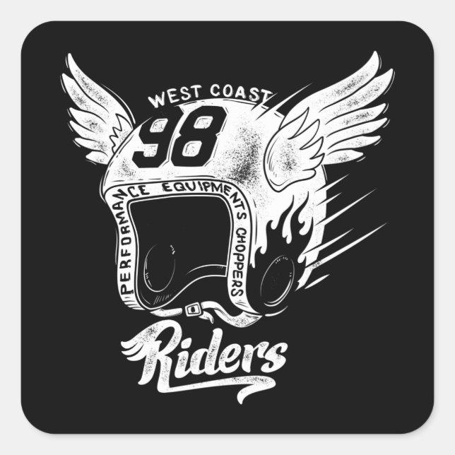 Motorcycle rider helmet square sticker (Front)