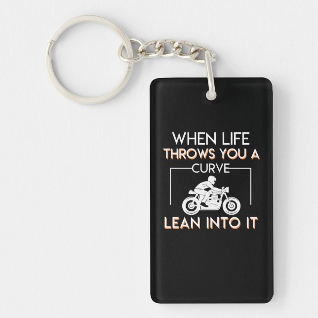 Motorcycle Rider Life Throws Curve Lean Into Key Ring (Front)