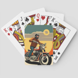 Motorcycle Rider Retro Style Playing Cards