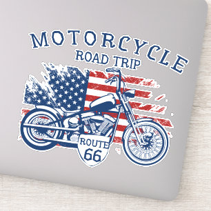 Motorcycle Road Trip Route 66 USA Flag 