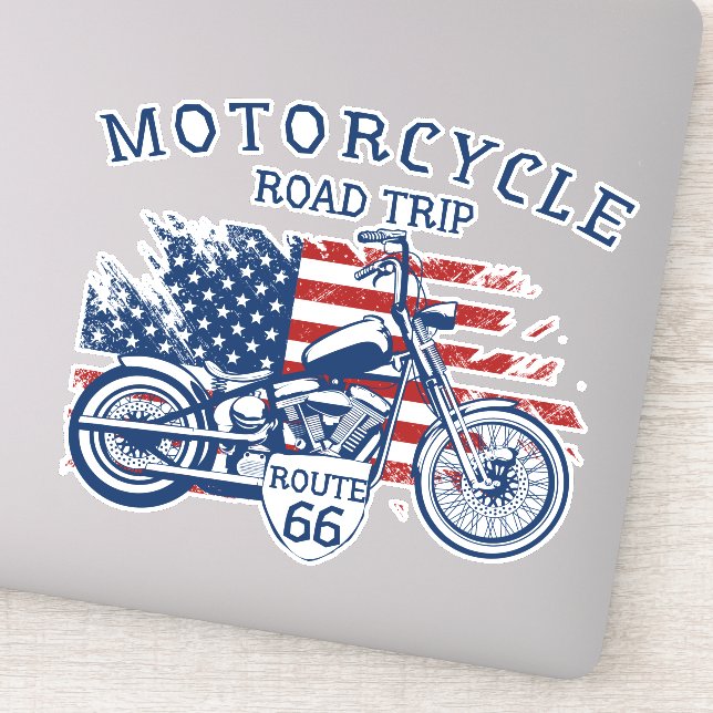 Motorcycle Road Trip Route 66 USA Flag  (Detail)