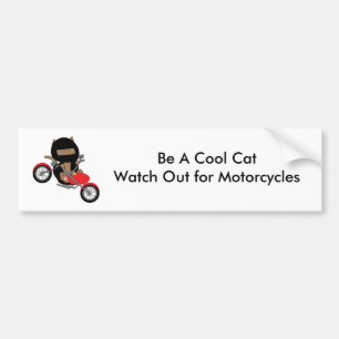 Motorcycle Safety Cool Cat Bumper Sticker