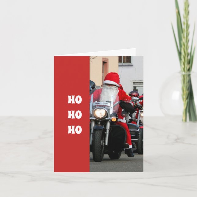 Motorcycle Santa Claus Ho Ho Ho Card (Front)
