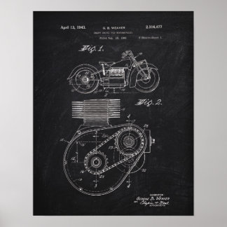 Motorcycle Shaft Drive 1943 Patent Chalkboard Poster