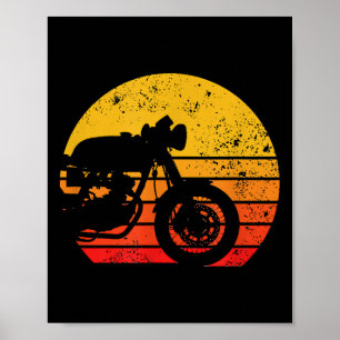 Motorcycle Shirt Vintage Retro T-Shirt for Cafe Ra Poster