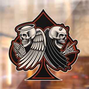 Motorcycle Shop Angel n Devil Ace of Spades Windo Window Cling