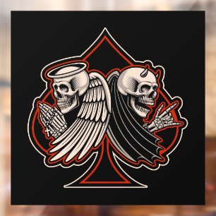 Motorcycle Shop Angel n Devil Ace of Spades Window Cling