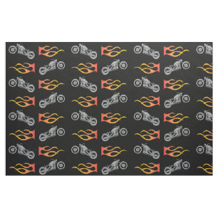 Motorcycle silhouette with biker flame fabric
