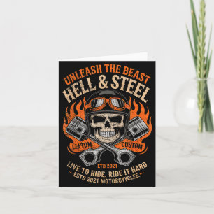 Motorcycle Skull And Ston Crossbones For Men Biker Card