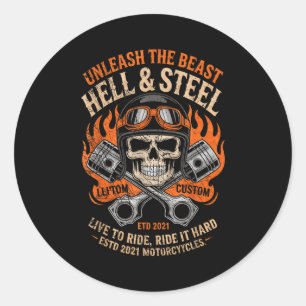 Motorcycle Skull And Ston Crossbones For Men Biker Classic Round Sticker