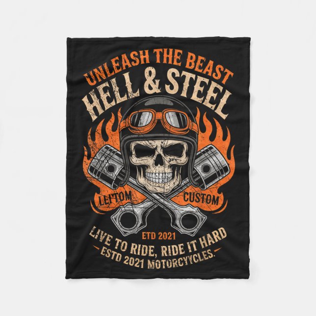Motorcycle Skull And Ston Crossbones For Men Biker Fleece Blanket (Front)