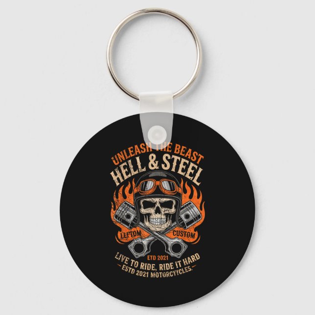 Motorcycle Skull And Ston Crossbones For Men Biker Key Ring (Front)