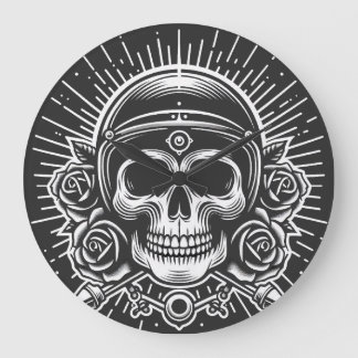Motorcycle skull legend large clock