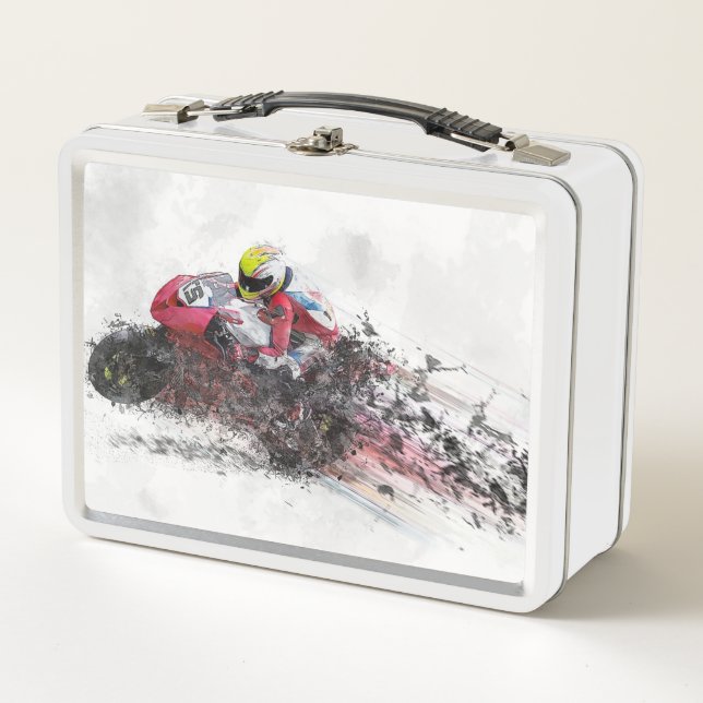 Motorcycle Speed Helmet Metal Lunch Box (Front)
