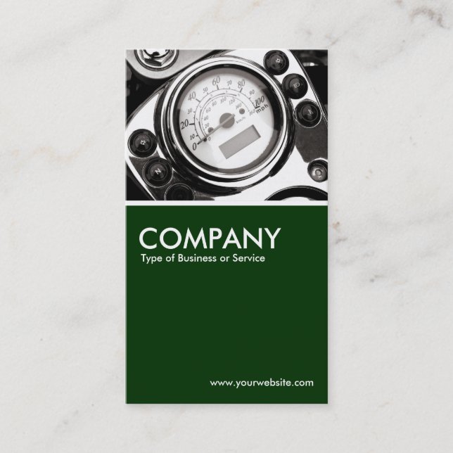 Motorcycle Speedometer - Dark Green Business Card (Front)