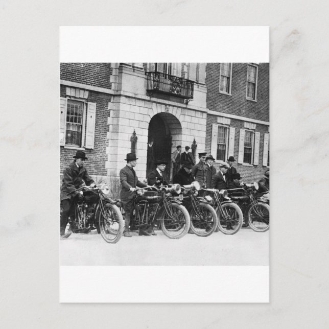 Motorcycle Squad, early 1900s Postcard (Front)