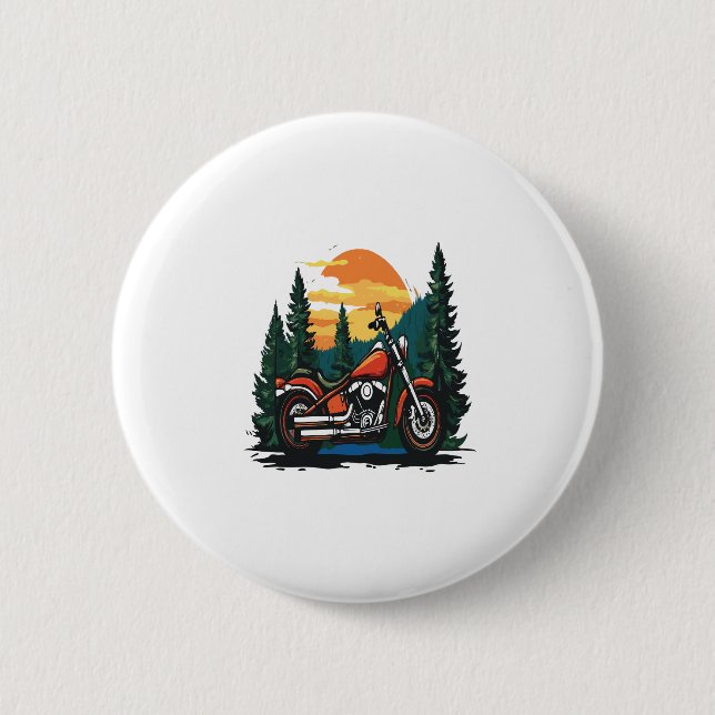 Motorcycle Sunset Biker Landscape 6 Cm Round Badge (Front)