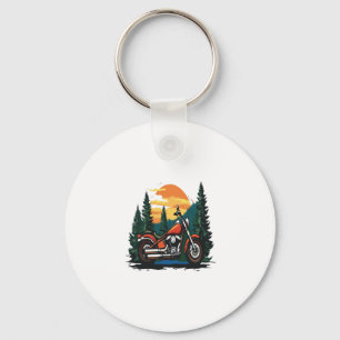 Motorcycle Sunset Biker Landscape Key Ring
