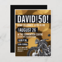Motorcycle theme 50th birthday party Gold black