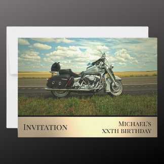 Motorcycle-themed birthday event photo Invitation