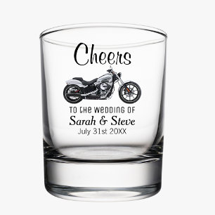 Motorcycle Themed Wedding Date Favours Whiskey Glass