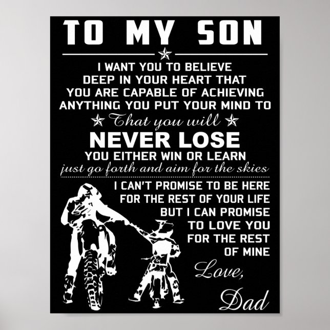 Motorcycle To My Son Love Dad Poster (Front)