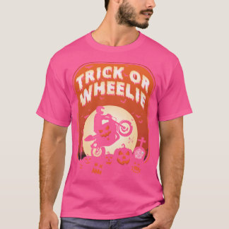 Motorcycle Trick or Wheelie Halloween Motorbike T-Shirt